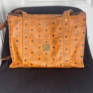 MCM Tan Leather Tote Bag-
